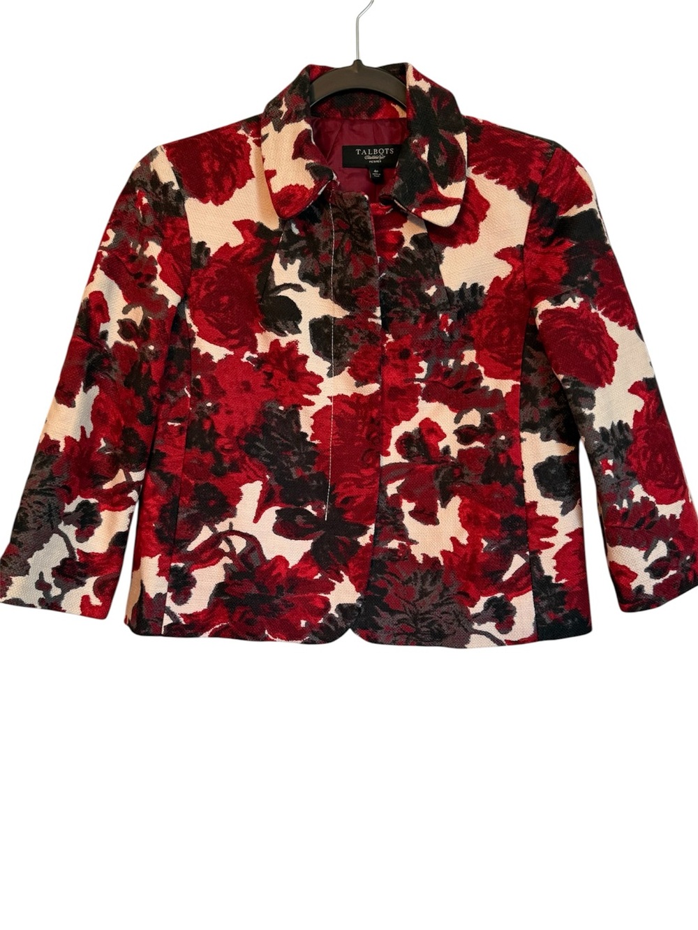 Talbots Red and Cream Floral Blazer